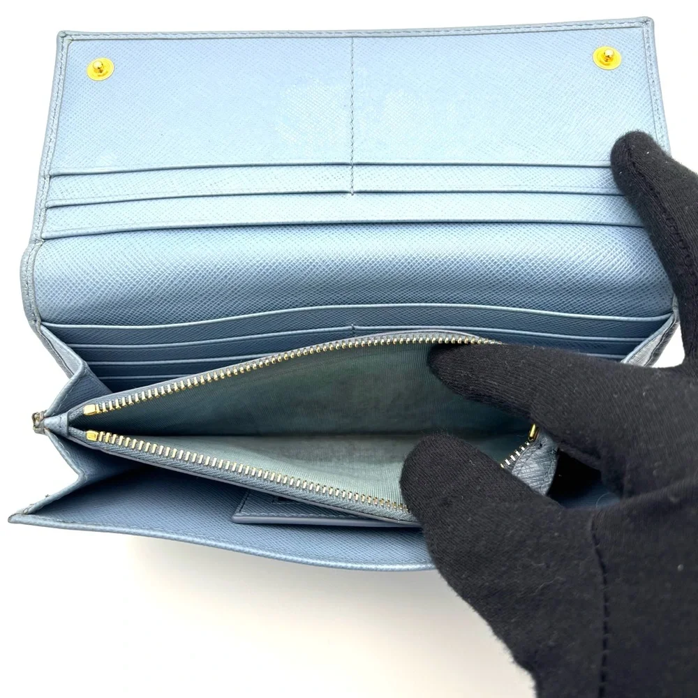 Prada Light‎ Blue Saffiano Leather Wallet